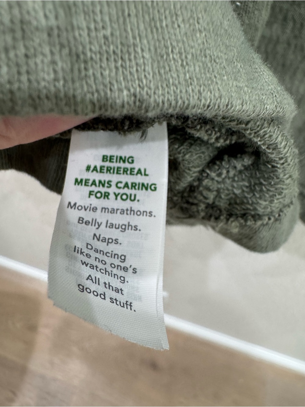 Aerie Real Good Olive Terry Easy Street Pullover Sweatshirt Boho Womens Small NW - Picture 7 of 9